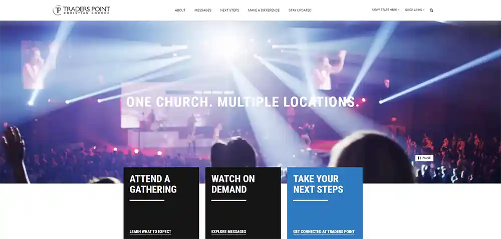 Traders Point Hıristiyan Kilisesi - Bakanlık Sesinden En İyi Modern Kilise Web Sitesi Tasarımları