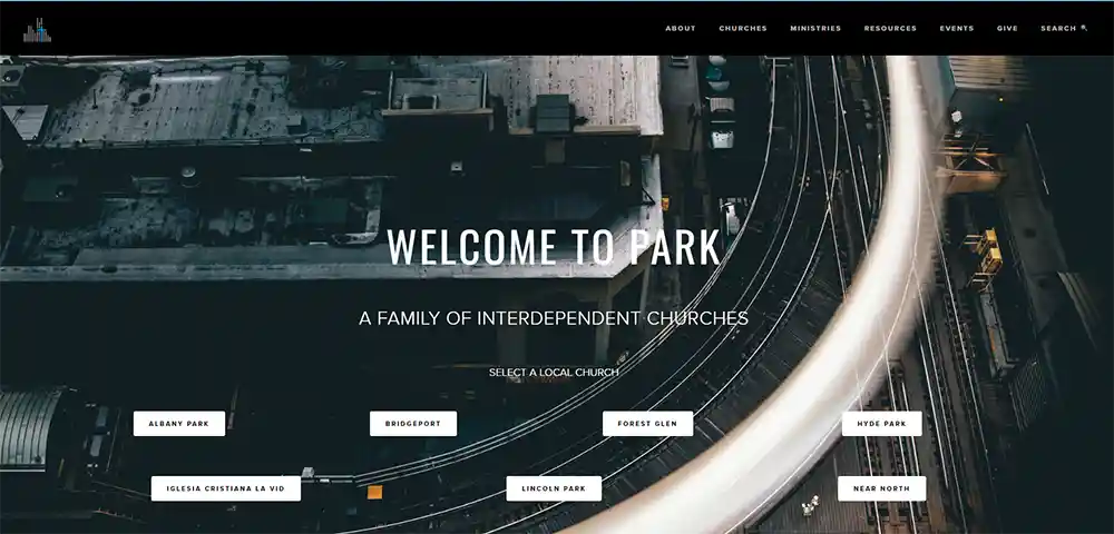 پارک کمیونٹی چرچ - منسٹری وائس کے ذریعہ بہترین جدید چرچ کی ویب سائٹ ڈیزائن