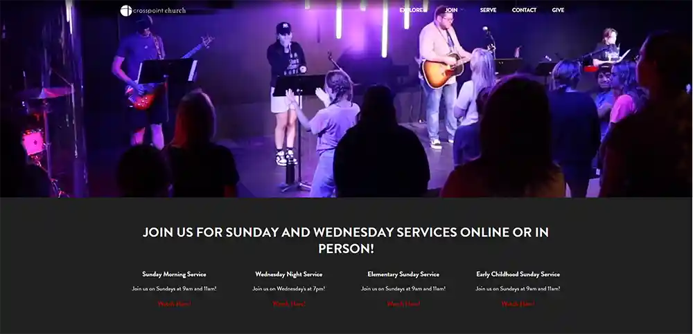 Церковь Crosspoint — лучший дизайн веб-сайта современной церкви по версии Ministry Voice