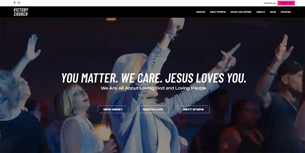 Kościół Zwycięstwa — najlepsze projekty stron internetowych współczesnego kościoła autorstwa Ministry Voice